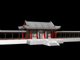 走廊,禅院,中式建筑max模型