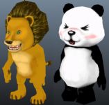 熊猫,狮子,卡通动物maya模型