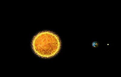 太阳、地球、月亮之间的自转与公转max模型,带动画