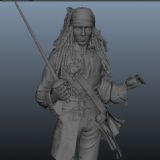 加勒比海盗-杰克船长,卡通角色,男性maya模型