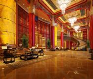 中式风格五星级酒店大堂,室内效果max模型