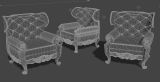 欧式沙发,室内家具max模型(线框图)