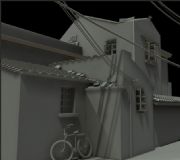 现代场景,房子,自行车maya模型