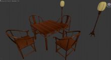 中式桌椅,室内家具max模型
