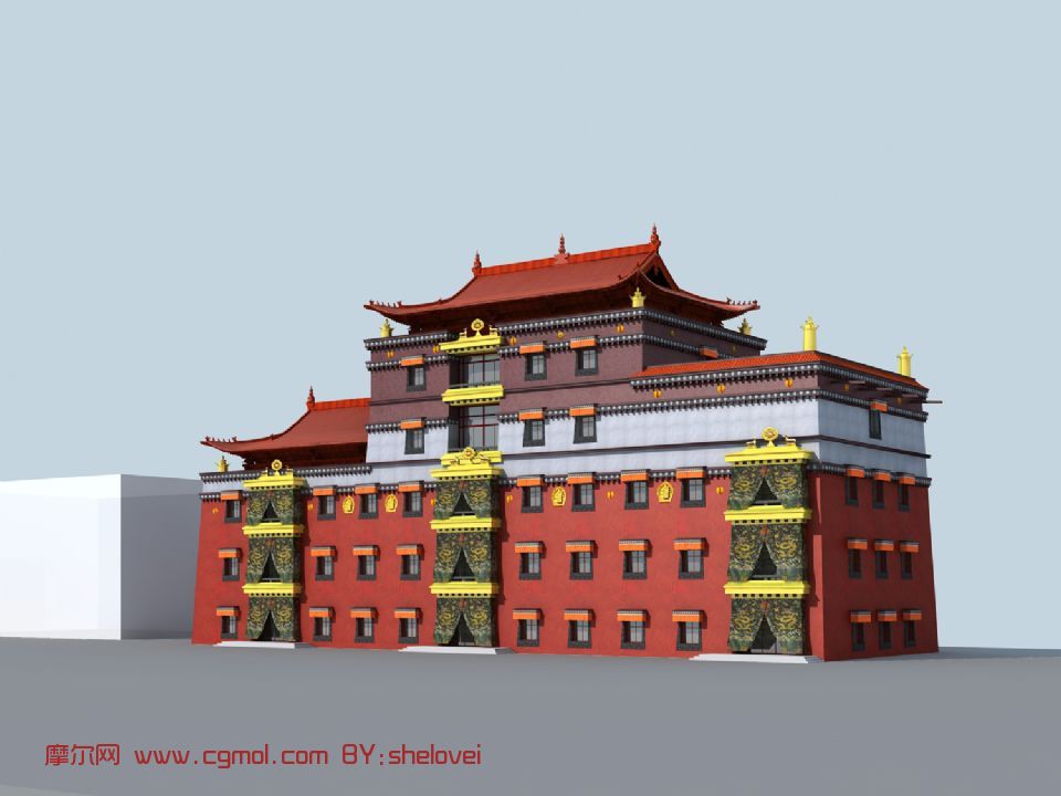 甘孜文化宫,大楼,室外场景max模型