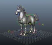 maya卡通绑定马,动物maya模型
