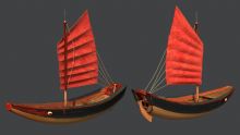 古代船,小型帆船 maya 有贴图