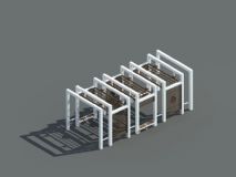 中式廊架,长廊3D模型
