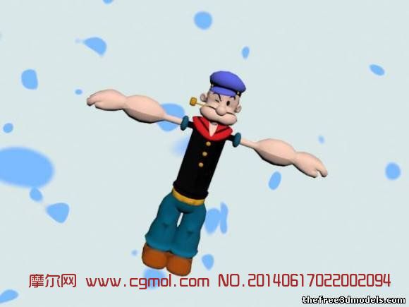 大力水手popeye波比3D模型带骨骼_卡通角色_游戏角色_3D模型,3D素材免费下载_摩尔网