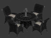 藤椅,桌椅组合3D模型