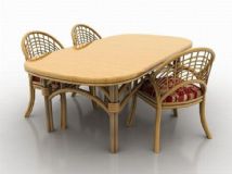 现代古典木制餐桌椅3D模型