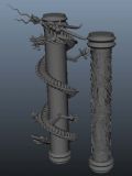 两个龙柱的maya模型