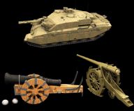 3D坦克火炮  高模 低模文件都有  灯光贴图