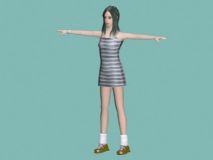 齐B短裙学生女性3D模型