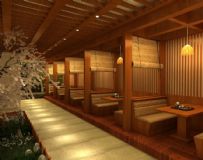 日式茶厅,卡座3D模型
