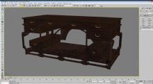 仿古八抽桌办公桌3D模型