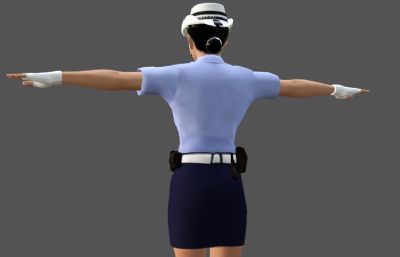 现实女警察,女交警3D模型