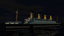 夜晚的泰坦尼克号船