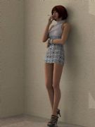 抽烟的齐B短裙寂寞女人3D模型