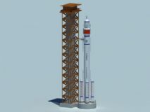 火箭在发射塔上待发状态