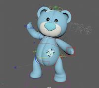 蓝色泰迪熊,maya绑定模型
