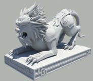 凶猛的狮子雕塑装饰maya模型