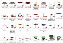 各种室外阳伞,海滩遮阳伞,部分配有桌椅