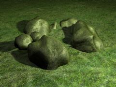石头和草坪3D模型