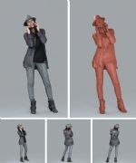 聊电话的时尚女孩3D模型,带高清贴图