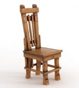 复古实木靠背椅3D模型