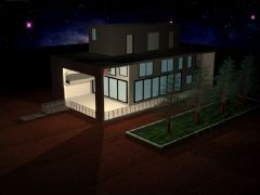 单体工作室夜景3D模型