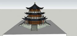 三层楼阁,中式宝塔su模型
