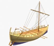 一艘带帆的渔船3D模型
