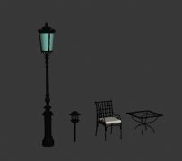欧式园林灯桌椅模型