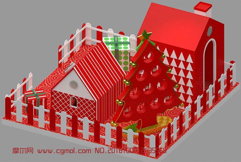 圣诞屋,许愿树,圣诞美陈,现代场景,场景模型,3d