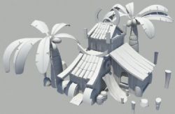 卡通椰树房屋maya模型