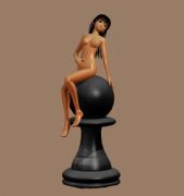 左在国际象棋上的微雕裸体女孩