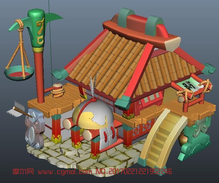 卡通防具店maya模型
