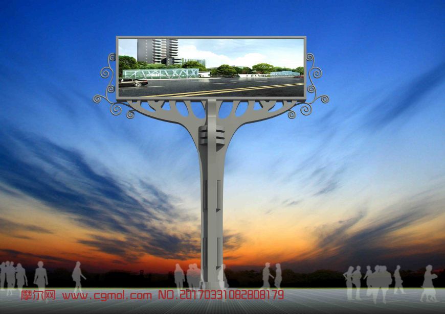 高速路花树广告牌设计,基础设施,建筑模型,3d模