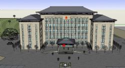 新中式政府办公楼模型
