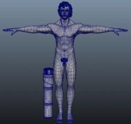 英式卷发男人体+竹筒maya模型