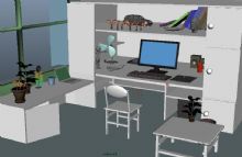 个人房间电脑桌场景设计maya模型