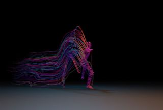 人物舞蹈,带彩色线条拖尾动画