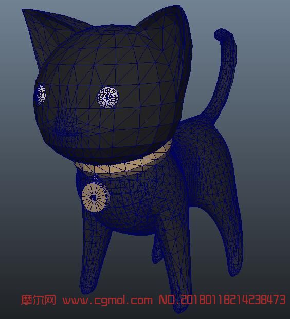 卡通黑猫maya模型