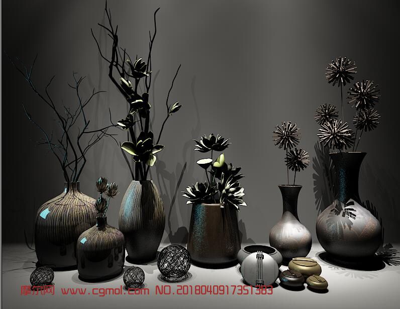 中式花瓶插花装饰
