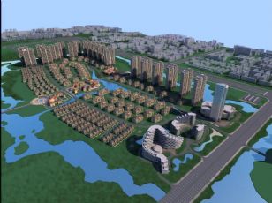 大型小区城区规划设计模型(网盘下载)