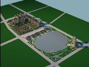 带公园的小区,别墅小区规划设计模型(网盘下载)