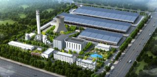 蓟县电厂整体设计鸟瞰,无绿植和汽车