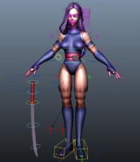 性感女战士,女性武士maya模型