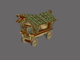 古代小车道具,木头车
